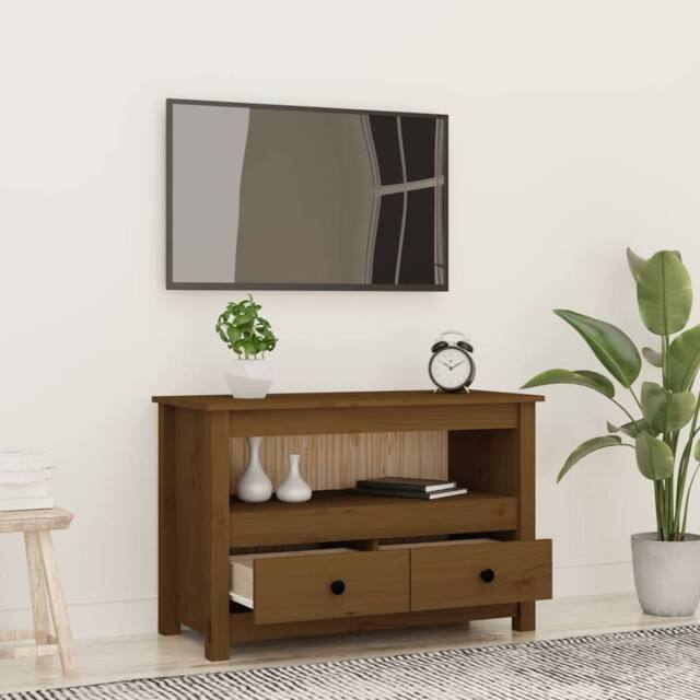 Berkfield Home TV Cabinet Honey Brown 79x35x52 cm Solid Wood Pine - Size: 79 x 35 x 52 cm - image 1