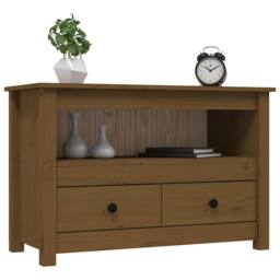 Berkfield Home TV Cabinet Honey Brown 79x35x52 cm Solid Wood Pine - Size: 79 x 35 x 52 cm - thumbnail 4