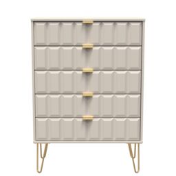 Ready Assembled 2 U Metro 5 Drawer Chest (Ready Assembled) in Taupe - Size: Large