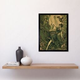 "Artery8 Wall Art Print Boho Ballerina Dancing with the Forest Moon Art Framed in Black - Size: W12"" x H16""" - thumbnail 2