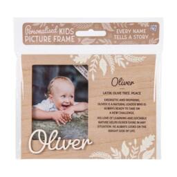 History & Heraldry Personalised Kids Wooden Picture Frame - Oliver in Brown - thumbnail 1