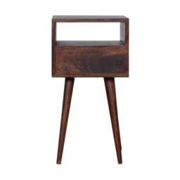 Direct Wicker Solid Wood Mini Cherry Bedside, 1 Drawer & Open Shelf in Dark Brown - Size: 1 Pack - thumbnail 7