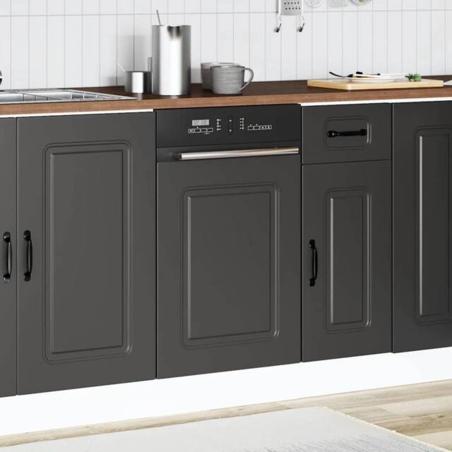 Berkfield Home Decorative Dishwasher Panel Kalmar Black 45x1.5x67 cm Engineere in Black - image 1