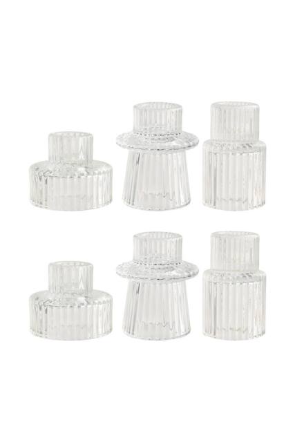 Living and Home Set of 6 Candle Holders in Clear - image 1