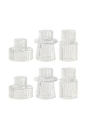 Living and Home Set of 6 Candle Holders in Clear - thumbnail 1