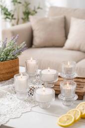 Living and Home Set of 6 Candle Holders in Clear - thumbnail 3