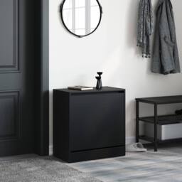 Berkfield Home Shoe Cabinet Black 60x34x63.5 cm Engineered Wood - thumbnail 3