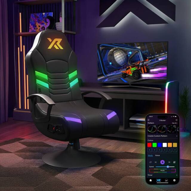 X Rocker Aries RGB 2.1 Stereo Audio Gaming Chair With LED App Control Lights in Black - image 1