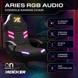 X Rocker Aries RGB 2.1 Stereo Audio Gaming Chair With LED App Control Lights in Black - thumbnail 2