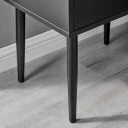 FurnitureboxUK Taylor Painted Wooden Bedside Table With 2 Drawers & Silver Handles in Black - thumbnail 5