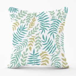 Warren Reed - Designer Multicolor Leafs & Branches Outdoor Cushion in Green - Size: 45 cm x 45 cm - thumbnail 1