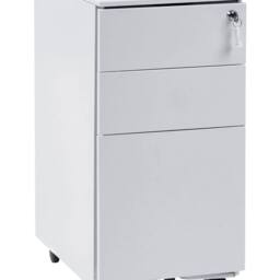 Wyld and Coco Light Grey Metal 3 Drawer Cabinet Lock and Castors W30 x D45 x H60cm - thumbnail 2