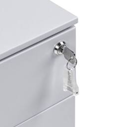 Wyld and Coco Light Grey Metal 3 Drawer Cabinet Lock and Castors W30 x D45 x H60cm - thumbnail 7