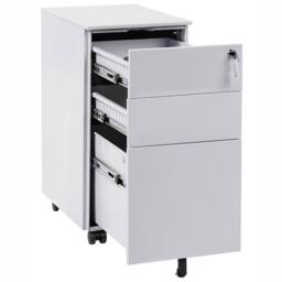 Wyld and Coco Light Grey Metal 3 Drawer Cabinet Lock and Castors W30 x D45 x H60cm - thumbnail 4
