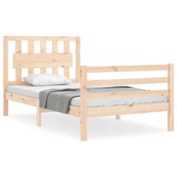 Berkfield Home Beautiful Bed Frame with Headboard Small Single Solid Wood in Light Tan - thumbnail 3