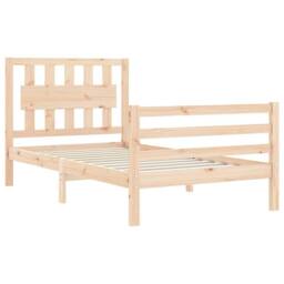 Berkfield Home Beautiful Bed Frame with Headboard Small Single Solid Wood in Light Tan - thumbnail 5