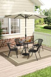 Living and Home Garden Tempered Glass Round Table with 4 PE Rattan Chairs - thumbnail 2