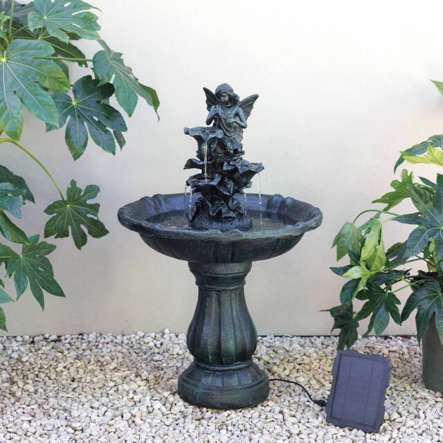 Primrose Solar Powered Fairy Figure Grey Water Feature Cascade 89cm - image 1