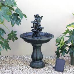 Primrose Solar Powered Fairy Figure Grey Water Feature Cascade 89cm