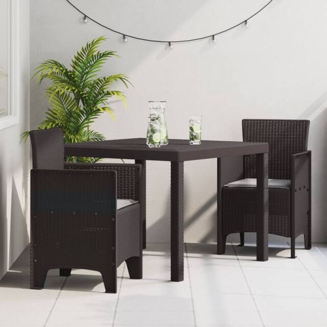 Berkfield Home Garden Dining Set Set of 3 Brown Plastic Resin Ergonomic - image 1