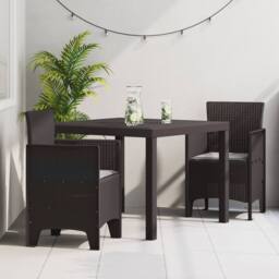 Berkfield Home Garden Dining Set Set of 3 Brown Plastic Resin Ergonomic