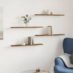 Berkfield Home Wall Shelves 4 pcs Old Wood 60x20x1.5 cm Engineered Wood in Brown - thumbnail 3