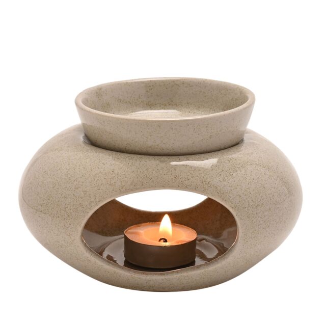 Hestia Pebble Shaped Wax Melt Burner in Beige - image 1