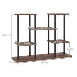 OUTSUNNY 4 Tiered Indoor Plant Stand Display Rack, Carbonised Finish in Brown - thumbnail 3
