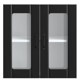 Berkfield Home Kitchen Wall Cabinet with Glass Door Lucca Black Engineered Wood - thumbnail 6