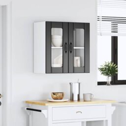 Berkfield Home Kitchen Wall Cabinet with Glass Door Lucca Black Engineered Wood - thumbnail 3