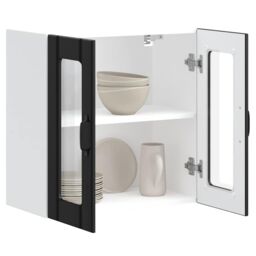 Berkfield Home Kitchen Wall Cabinet with Glass Door Lucca Black Engineered Wood - thumbnail 5