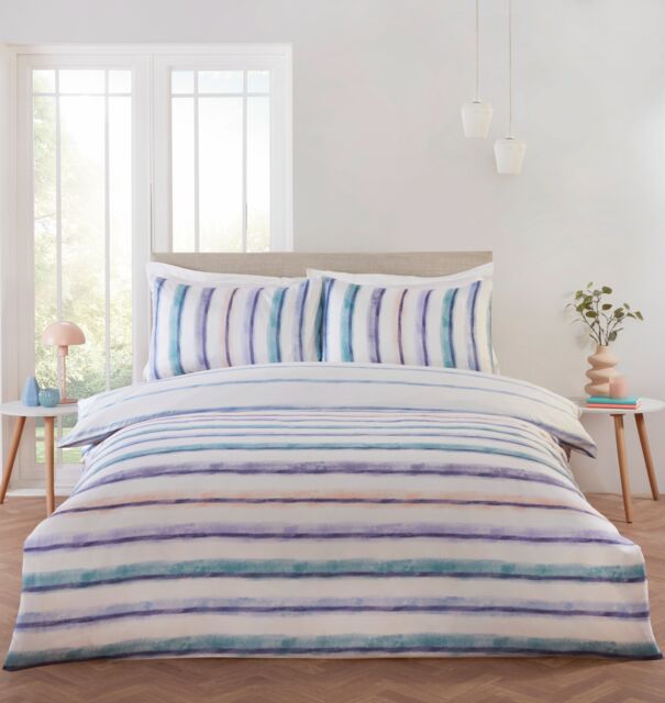 Rapport Home Horizon Stripped Polyester Reversible Duvet Cover Set with Pillowcase - Size: King - image 1