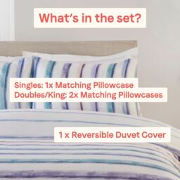 Rapport Home Horizon Stripped Polyester Reversible Duvet Cover Set with Pillowcase - Size: King - thumbnail 4
