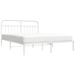 Berkfield Home Metal Bed Frame with Headboard White 180x200 cm Super King - thumbnail 5