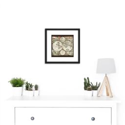 Artery8 Van Schagen 1689 Map Of The World 8X8 Inch Square Wooden Framed Wall Art Print Picture with Mount in Black - thumbnail 2