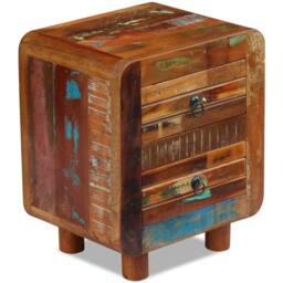 Berkfield Home Night Cabinet Solid Reclaimed Wood 43x33x51 cm in Brown - Size: 43 x 33 x 51 cm - thumbnail 6