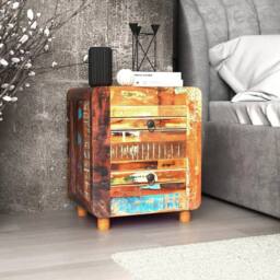 Berkfield Home Night Cabinet Solid Reclaimed Wood 43x33x51 cm in Brown - Size: 43 x 33 x 51 cm - thumbnail 2