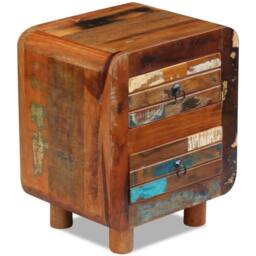 Berkfield Home Night Cabinet Solid Reclaimed Wood 43x33x51 cm in Brown - Size: 43 x 33 x 51 cm - thumbnail 1