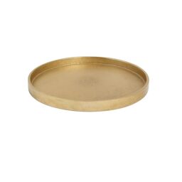 Melody Maison Medium Round Antique Gold Metal Tray - 25.5cm - thumbnail 1