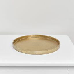 Melody Maison Medium Round Antique Gold Metal Tray - 25.5cm - thumbnail 6