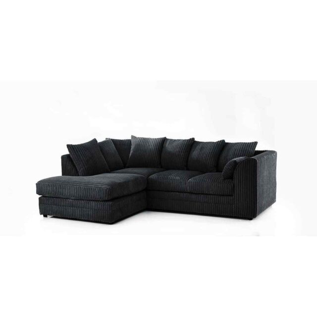 Furniture 786 Chicago Jumbo Cord 4 seater Left Hand Facing Corner Sofa in Black - image 1