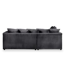 Furniture 786 Chicago Jumbo Cord 4 seater Left Hand Facing Corner Sofa in Black - thumbnail 3