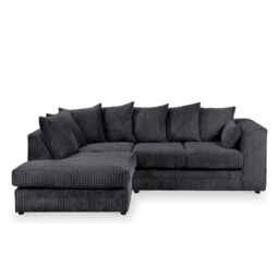 Furniture 786 Chicago Jumbo Cord 4 seater Left Hand Facing Corner Sofa in Black - thumbnail 2