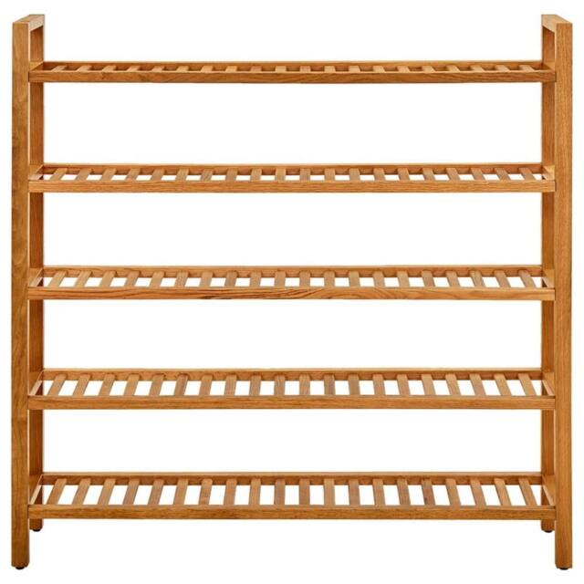 Berkfield Home Shoe Rack with 5 Shelves 100x27x100 cm Solid Oak Wood in Brown - Size: 100 x 27 x 100 cm - image 1