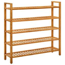 Berkfield Home Shoe Rack with 5 Shelves 100x27x100 cm Solid Oak Wood in Brown - Size: 100 x 27 x 100 cm - thumbnail 2