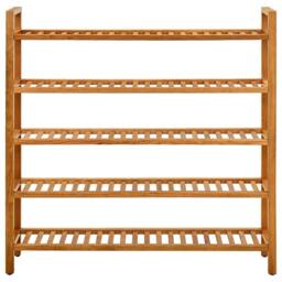 Berkfield Home Shoe Rack with 5 Shelves 100x27x100 cm Solid Oak Wood in Brown - Size: 100 x 27 x 100 cm - thumbnail 1