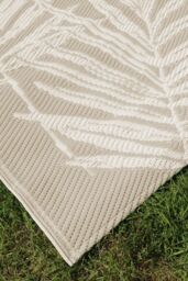 Dreams & Drapes 'Tahiti' Large Leaf Design UV Resistant Outdoor Rug in Natural - Size: 170 cm x 120 cm - thumbnail 2