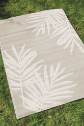 Dreams & Drapes 'Tahiti' Large Leaf Design UV Resistant Outdoor Rug in Natural - Size: 170 cm x 120 cm - thumbnail 1