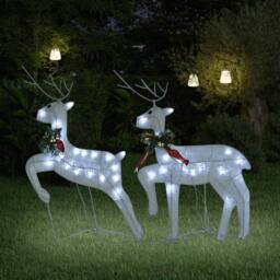 Berkfield Home Christmas Reindeers 2 pcs White 40 LEDs