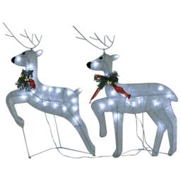 Berkfield Home Christmas Reindeers 2 pcs White 40 LEDs - thumbnail 2